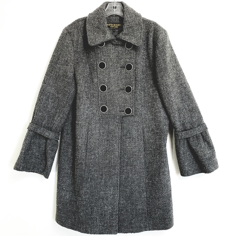 NWOT Marvin Richard's Doublebreasted Charcoal Gray Berber Longsleeve Dress Coat